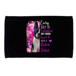 Boston Terrier Mom Funny Valentines Day Dog Lovers Hearts Cute Gift Microfiber Hand Towel