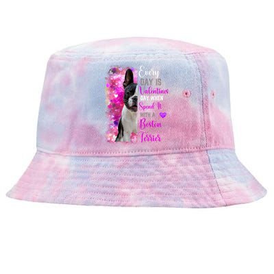 Boston Terrier Mom Funny Valentines Day Dog Lovers Hearts Cute Gift Tie-Dyed Bucket Hat