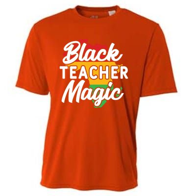 Black Teacher Magic Funny African American School Teacher Meaningful Gift Cooling Performance Crew T-Shirt