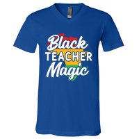 Black Teacher Magic Funny African American School Teacher Meaningful Gift V-Neck T-Shirt