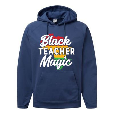 Black Teacher Magic Funny African American School Teacher Meaningful Gift Performance Fleece Hoodie