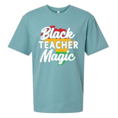 Black Teacher Magic Funny African American School Teacher Meaningful Gift Sueded Cloud Jersey T-Shirt