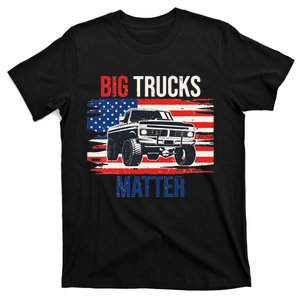 Big Trucks Matter Love Lifted Truck American Flag T-Shirt