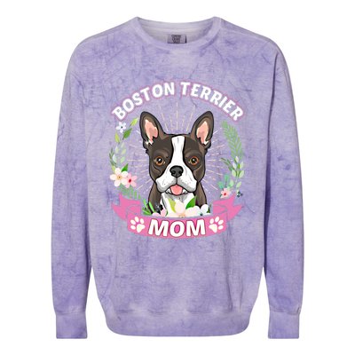 Boston Terrier Mom Dog Lover Mothers Day Gift Colorblast Crewneck Sweatshirt