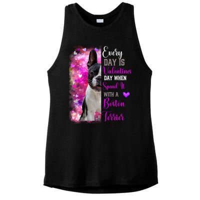 Boston Terrier Mom Funny Valentines Day Dog Lovers Hearts Gift Ladies PosiCharge Tri-Blend Wicking Tank