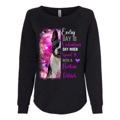 Boston Terrier Mom Funny Valentines Day Dog Lovers Hearts Gift Womens California Wash Sweatshirt