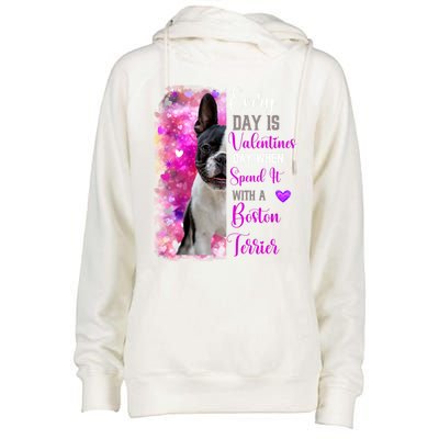 Boston Terrier Mom Funny Valentines Day Dog Lovers Hearts Gift Womens Funnel Neck Pullover Hood