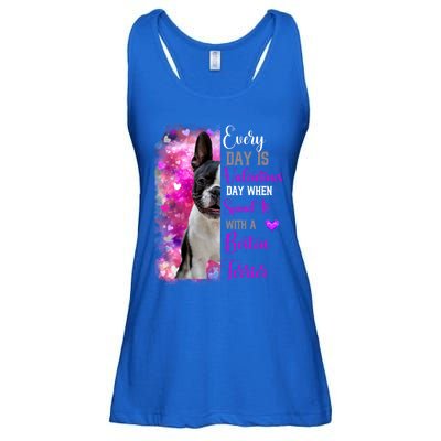 Boston Terrier Mom Funny Valentines Day Dog Lovers Hearts Gift Ladies Essential Flowy Tank