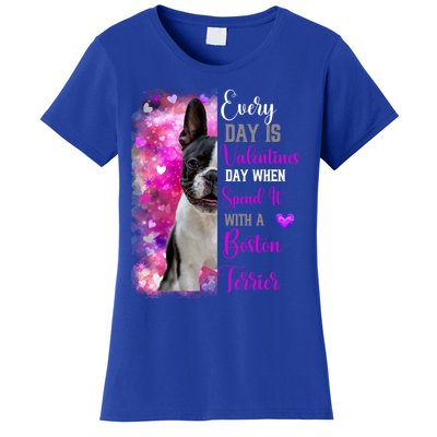 Boston Terrier Mom Funny Valentines Day Dog Lovers Hearts Gift Women's T-Shirt