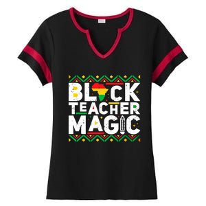 Black Teacher Magic Tee Teacher Black History Month Cute Gift Ladies Halftime Notch Neck Tee