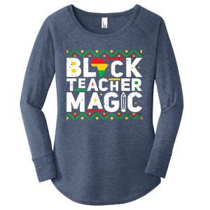 Black Teacher Magic Tee Teacher Black History Month Cute Gift Women's Perfect Tri Tunic Long Sleeve Shirt