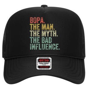 Bopa The Man The Myth The Bad Influence Funny Dad Joke High Crown Mesh Back Trucker Hat