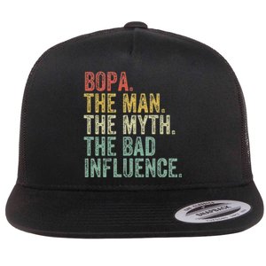 Bopa The Man The Myth The Bad Influence Funny Dad Joke Flat Bill Trucker Hat