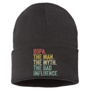 Bopa The Man The Myth The Bad Influence Funny Dad Joke Sustainable Knit Beanie