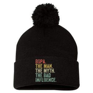 Bopa The Man The Myth The Bad Influence Funny Dad Joke Pom Pom 12in Knit Beanie