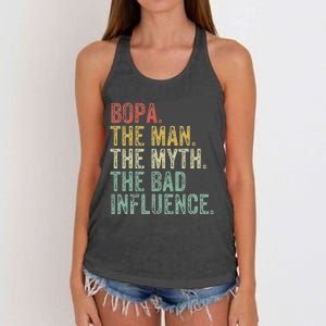 Bopa The Man The Myth The Bad Influence Funny Dad Joke Women's Knotted Racerback Tank