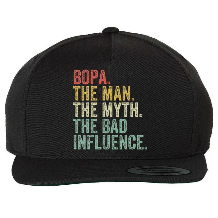 Bopa The Man The Myth The Bad Influence Funny Dad Joke Wool Snapback Cap