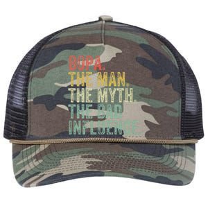 Bopa The Man The Myth The Bad Influence Funny Dad Joke Retro Rope Trucker Hat Cap