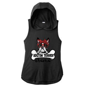 Boston Terrier Mama Dog Bone Mothers Day Dog Mom Ladies PosiCharge Tri-Blend Wicking Draft Hoodie Tank