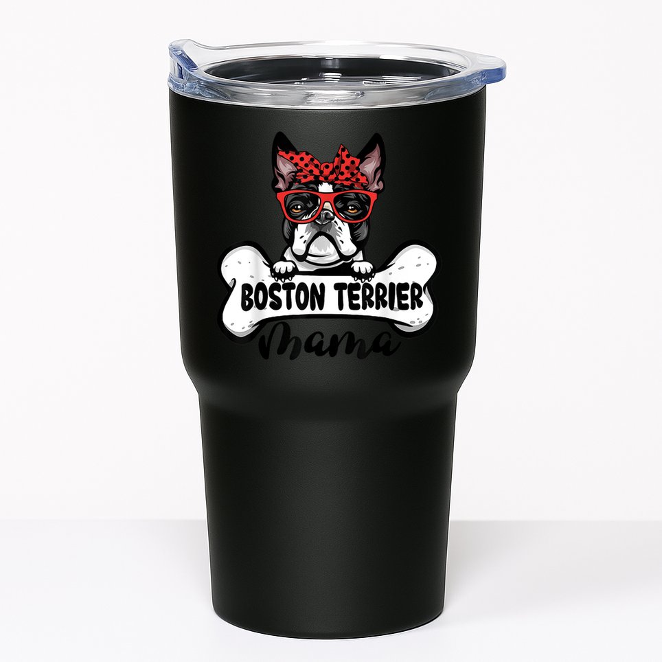 Boston Terrier Mama Dog Bone Mothers Day Dog Mom Tumbler