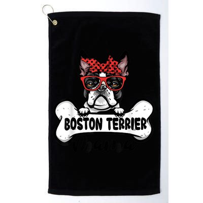 Boston Terrier Mama Dog Bone Mothers Day Dog Mom Golf Towel