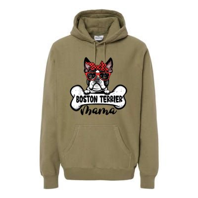 Boston Terrier Mama Dog Bone Mothers Day Dog Mom Premium Hoodie