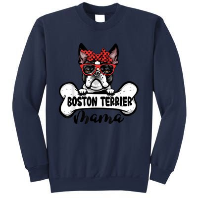 Boston Terrier Mama Dog Bone Mothers Day Dog Mom Sweatshirt