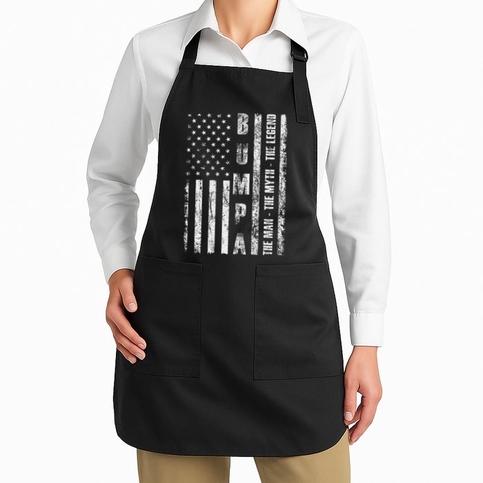 Bumpa The Man The Myth The Legend Us Flag Full-Length Apron With Pockets