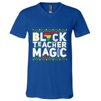 Black Teacher Magic Tee Teacher Black History Month Funny Gift V-Neck T-Shirt