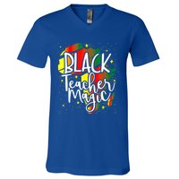 Black Teacher Magic Teacher Black History Month Funny Gift V-Neck T-Shirt