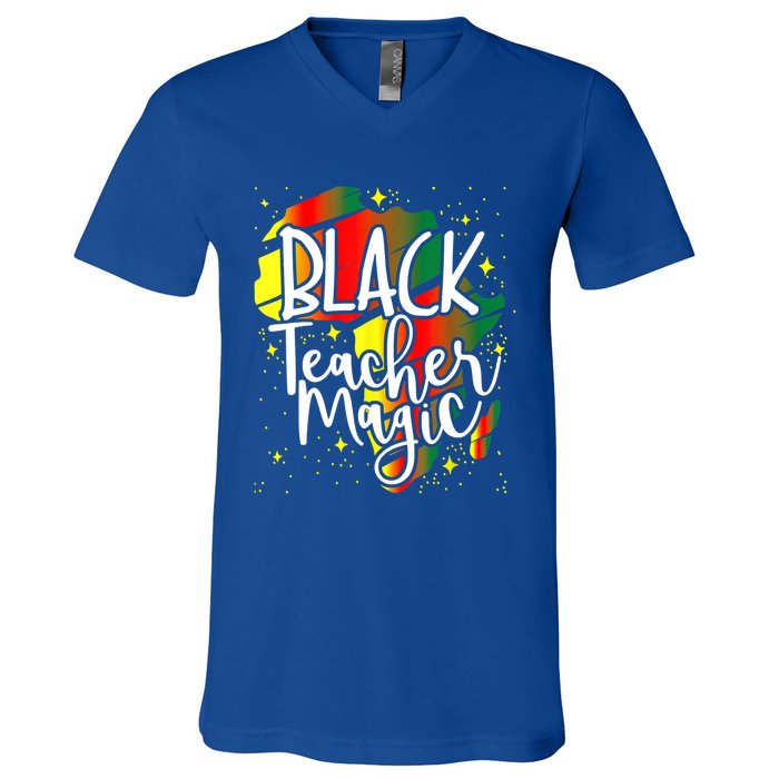 Black Teacher Magic Teacher Black History Month Funny Gift V-Neck T-Shirt