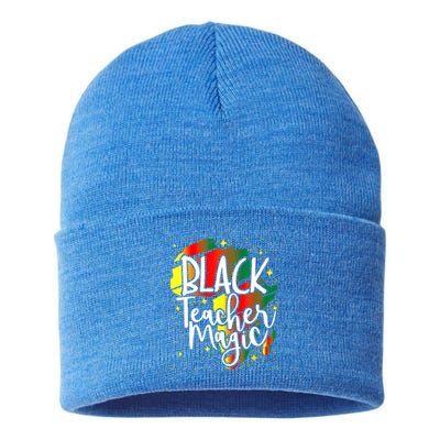 Black Teacher Magic Teacher Black History Month Funny Gift Sustainable Knit Beanie