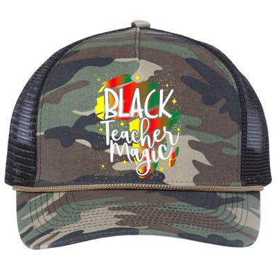 Black Teacher Magic Teacher Black History Month Funny Gift Retro Rope Trucker Hat Cap