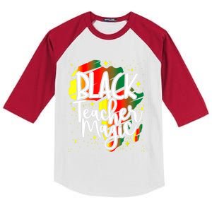 Black Teacher Magic Teacher Black History Month Funny Gift Kids Colorblock Raglan Jersey