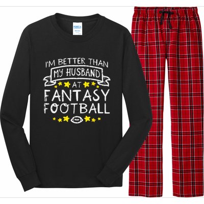 Better Than My Husband At Fantasy Football Funny Wife Long Sleeve Pajama Set