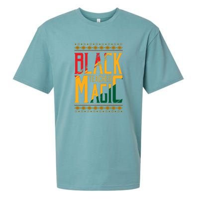 Black Teacher Magic Black History Month Gift Sueded Cloud Jersey T-Shirt