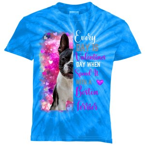 Boston Terrier Mom Funny Valentines Day Dog Lovers Hearts Gift Kids Tie-Dye T-Shirt