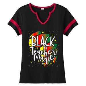 Black Teacher Magic Teacher Black History Month Gift Ladies Halftime Notch Neck Tee