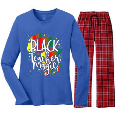 Black Teacher Magic Teacher Black History Month Gift Women's Long Sleeve Flannel Pajama Set 