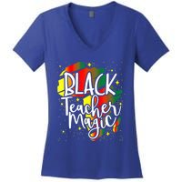 Black Teacher Magic Teacher Black History Month Gift Women's V-Neck T-Shirt