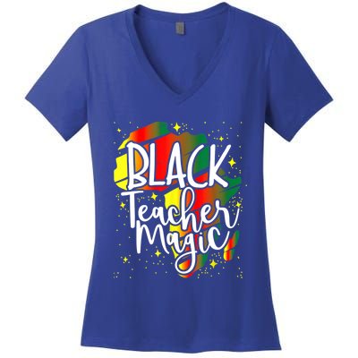 Black Teacher Magic Teacher Black History Month Gift Women's V-Neck T-Shirt