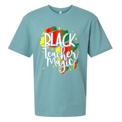 Black Teacher Magic Teacher Black History Month Gift Sueded Cloud Jersey T-Shirt