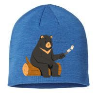 Bear Toasting Marshmallows Camping Crew Road Trip Funny Gift Sustainable Beanie