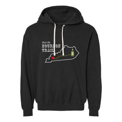 Bourbon Trail Map Kentucky Whiskey Drinking Garment-Dyed Fleece Hoodie