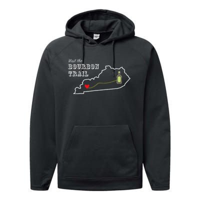 Bourbon Trail Map Kentucky Whiskey Drinking Performance Fleece Hoodie