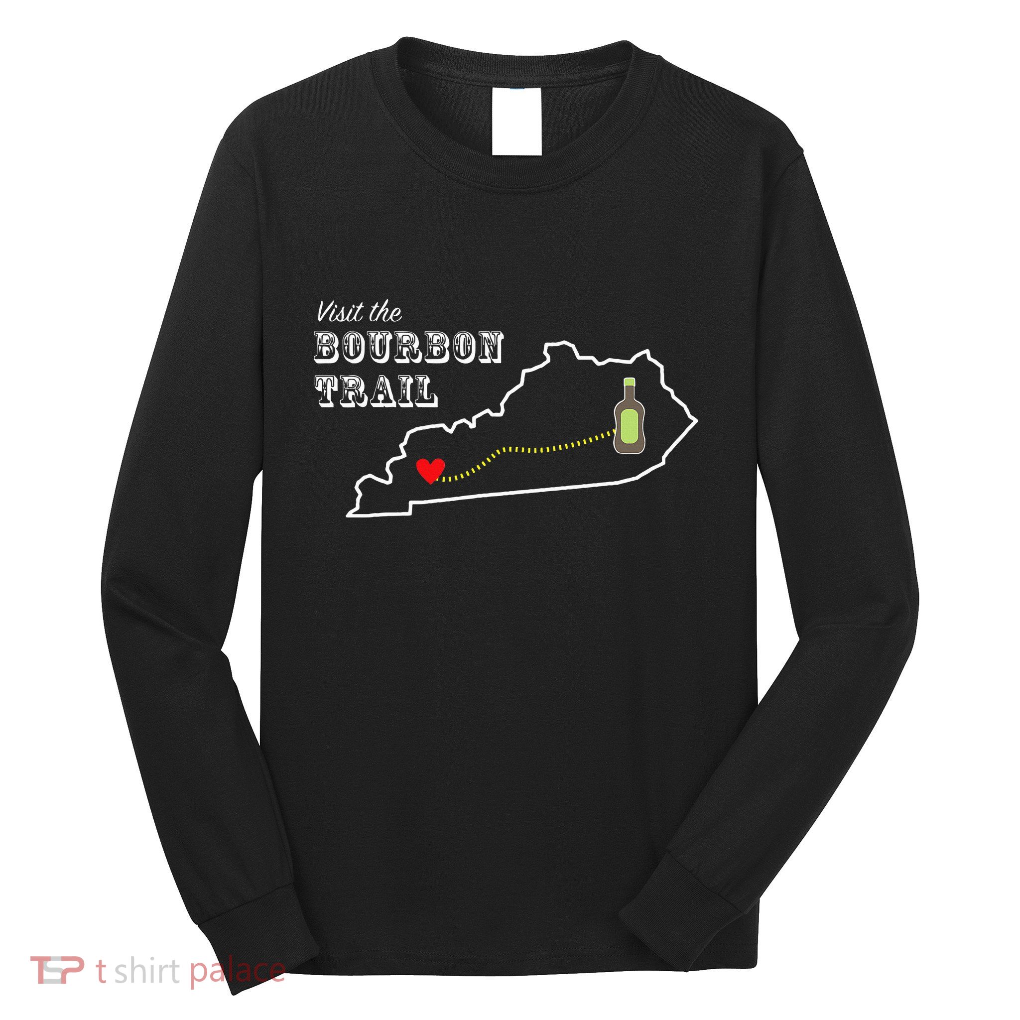 Bourbon Trail Map Kentucky Whiskey Drinking Long Sleeve Shirt