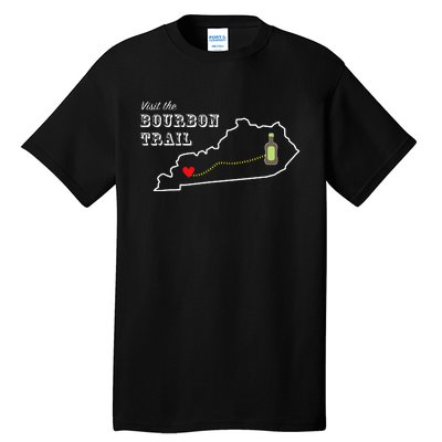 Bourbon Trail Map Kentucky Whiskey Drinking Tall T-Shirt