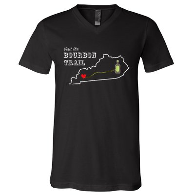 Bourbon Trail Map Kentucky Whiskey Drinking V-Neck T-Shirt