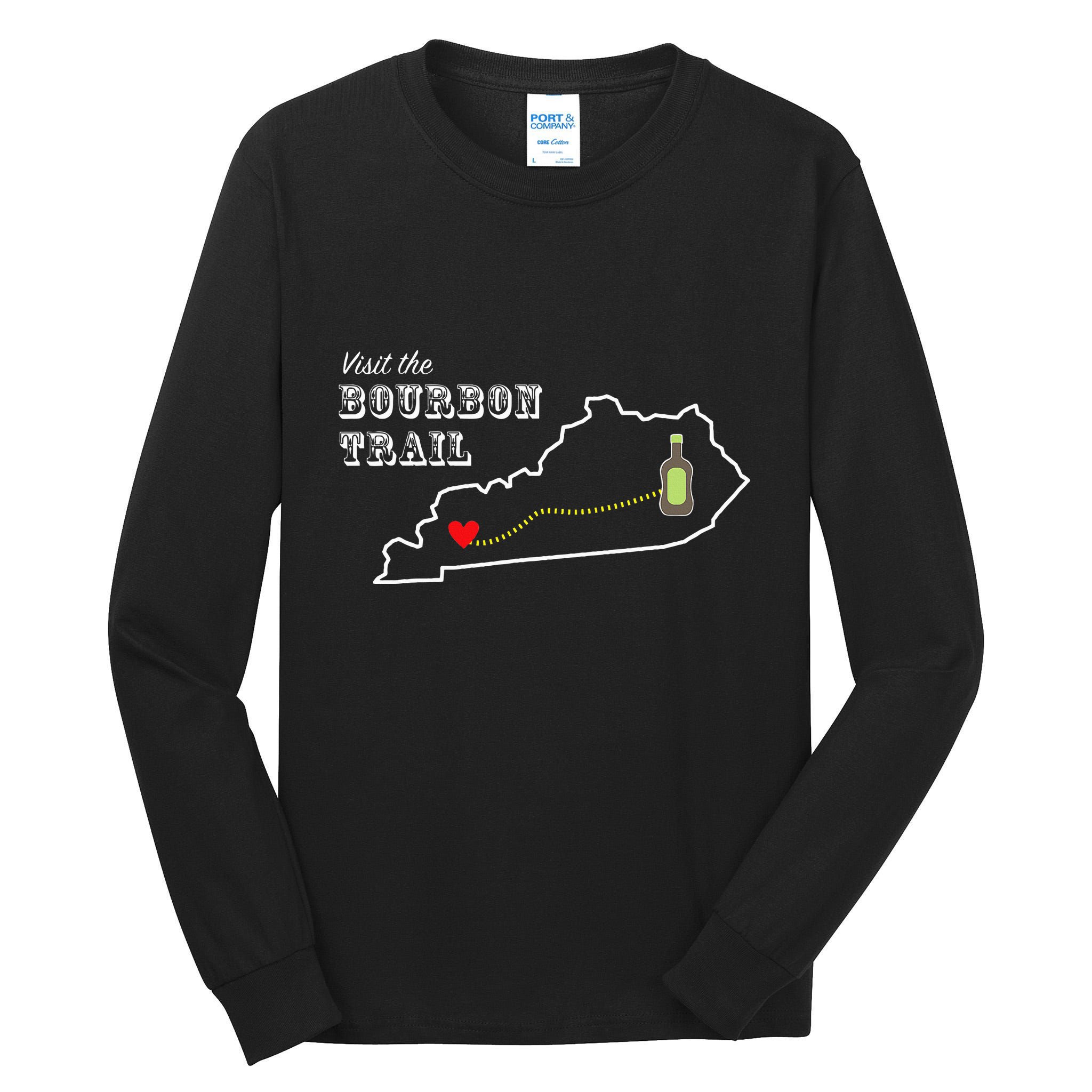 Bourbon Trail Map Kentucky Whiskey Drinking Tall Long Sleeve T-Shirt