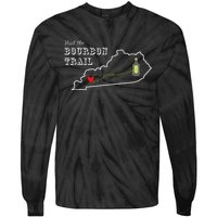 Bourbon Trail Map Kentucky Whiskey Drinking Tie-Dye Long Sleeve Shirt